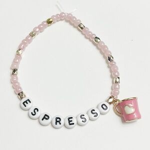 Sabrina Carpenter Espresso Beaded Friendship Bracelet with Pink Coffee Charm